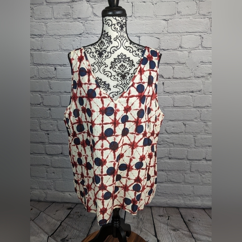 simple Suzanne Betro women's geo print NWT popover tank top plus sz 4x BBIN
